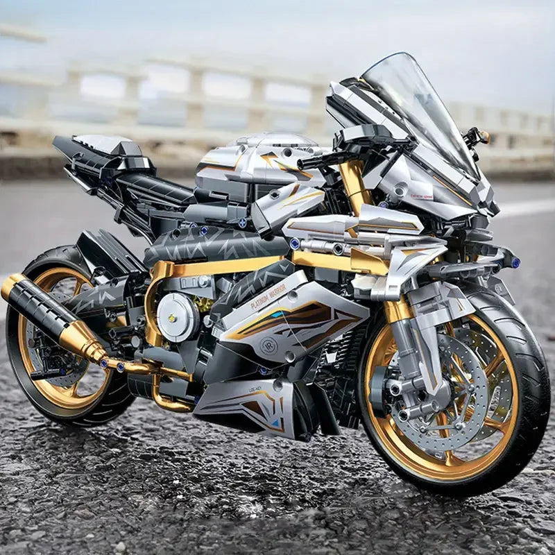 2431-Piece-White-Gold-Superbike-Building-Blocks-Technical-Mechanical-Model-FREETIMEJOY-Performance-Hobby