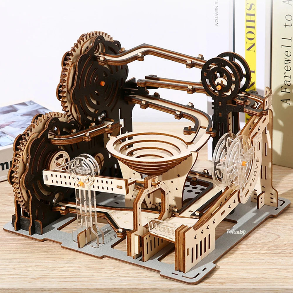 Mechanical Marble Run Set | 3D Wooden Puzzle STEAM Engine Model | DIY Kinetic Engineering Kit
