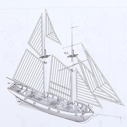 1-100-Scale-Halcon-Wooden-Sailing-Boat-DIY-Model-Kit-Nautical-Desktop-Display-FREETIMEJOY