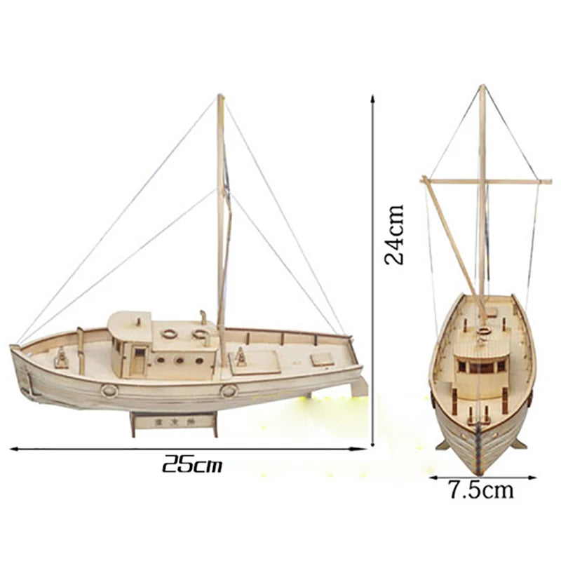 1/30 Nurkse Wooden Sailboat DIY Assembly Kit – Introductory 3D Sailing Model