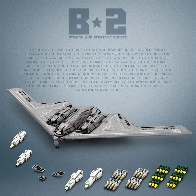 B-2-Stealth-Strategic-Bomber-MOC-Technical-Building-Blocks-FREETIMEJOY-Aviation-Hobby