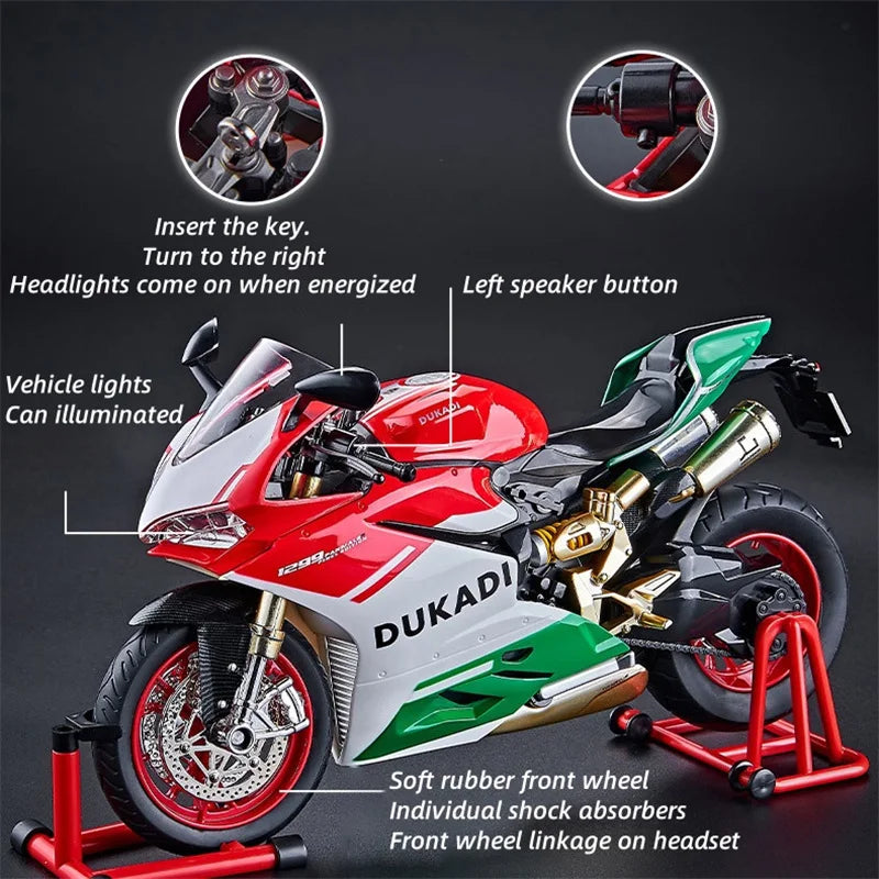 Key-Start-1-9-1199-Panigale-Alloy-Motorcycle-Model-Sound-Light-FREETIMEJOY-Senior-Hobby