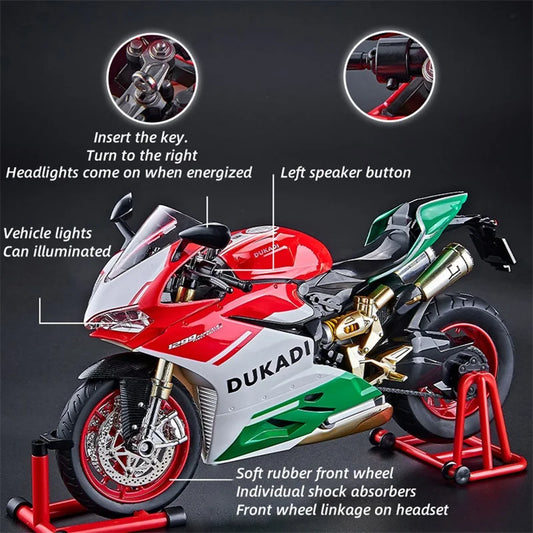 Key-Start-1-9-1199-Panigale-Alloy-Motorcycle-Model-Sound-Light-FREETIMEJOY-Senior-Hobby