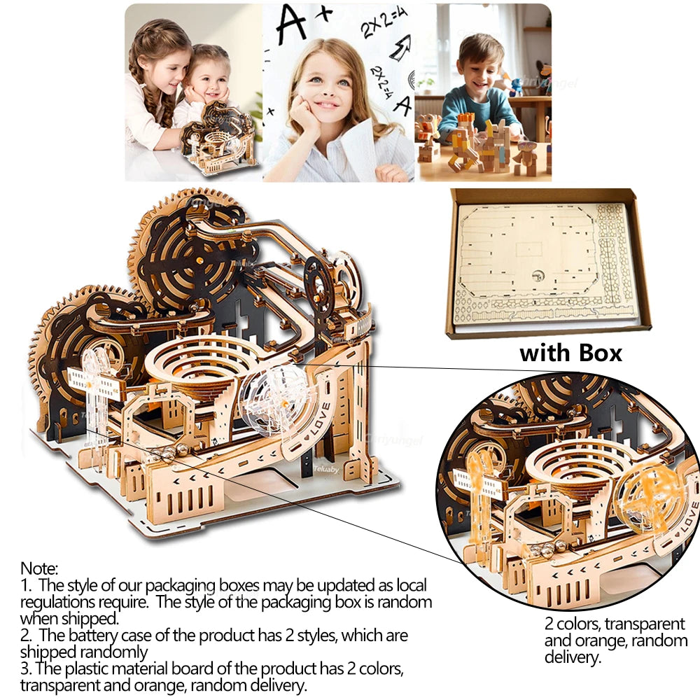Mechanical Marble Run Set | 3D Wooden Puzzle STEAM Engine Model | DIY Kinetic Engineering Kit