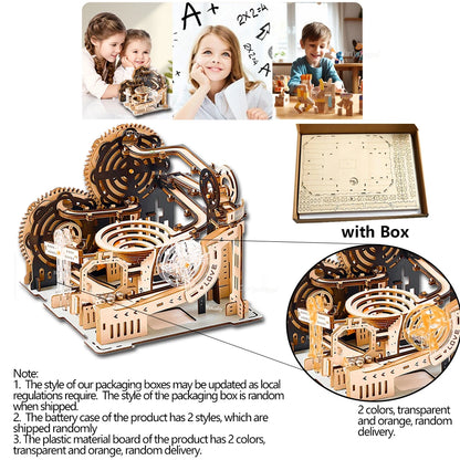 Mechanical Marble Run Set | 3D Wooden Puzzle STEAM Engine Model | DIY Kinetic Engineering Kit