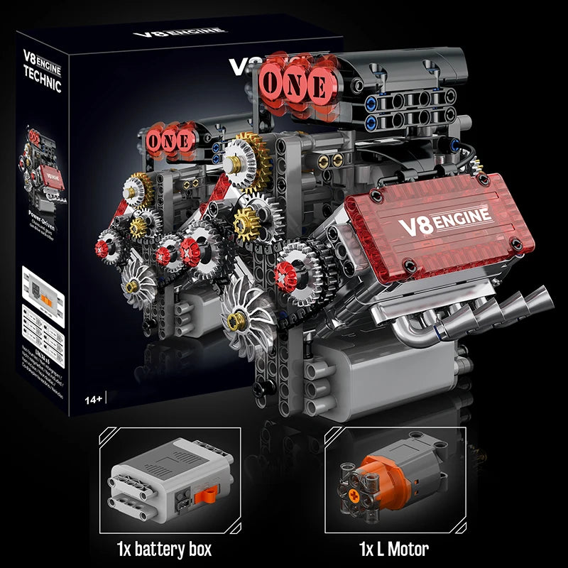 Motorized-V8-Engine-Building-Block-Model-Technical-Piston-Simulation-Senior-Hobby-FREETIMEJOY
