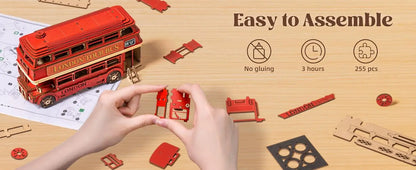 London Tour Bus 3D Wooden Puzzle – Collector’s Mechanical Model