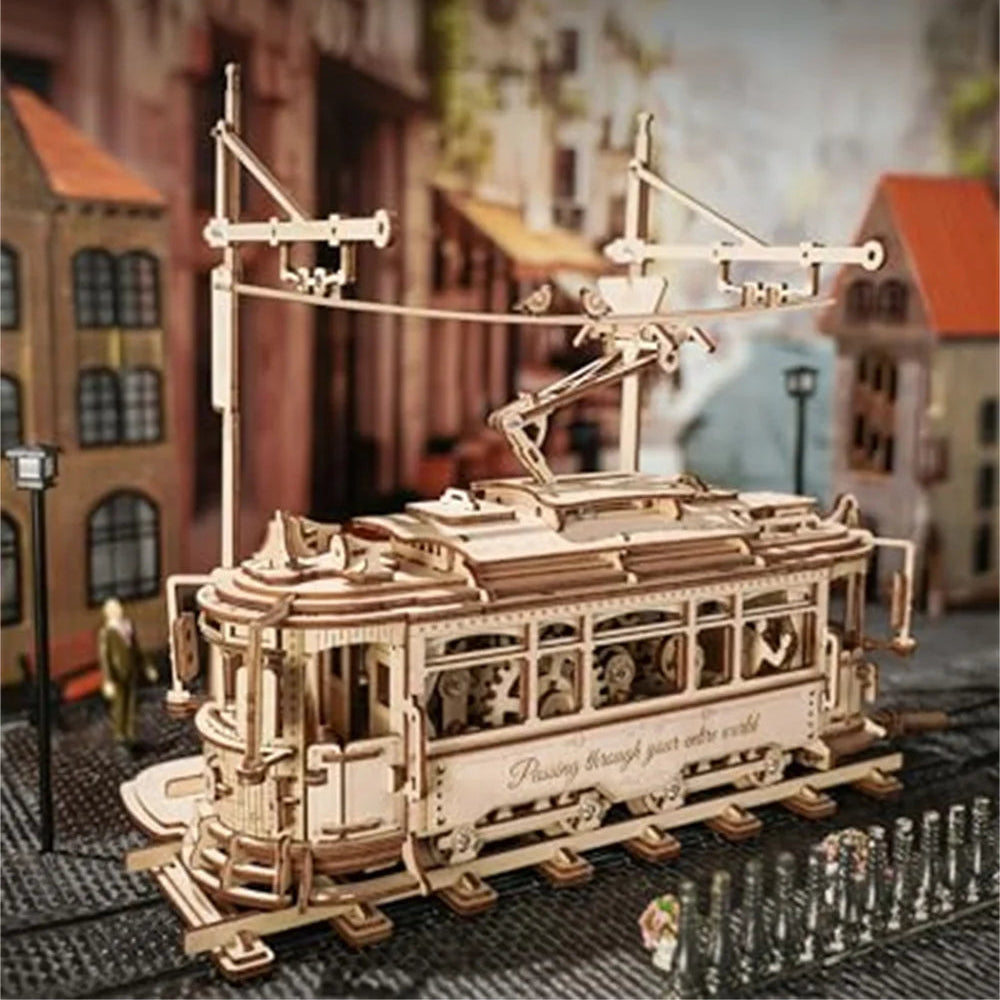 Classic-City-Tram-3D-Wooden-Puzzle-Mechanical-Gear-Drive-Model-Senior-Memory-Care-FREETIMEJOY