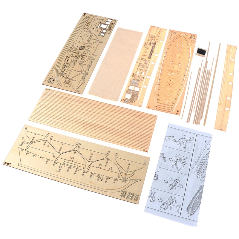 1-100-Scale-Halcon-Wooden-Sailing-Boat-DIY-Model-Kit-Nautical-Desktop-Display-FREETIMEJOY