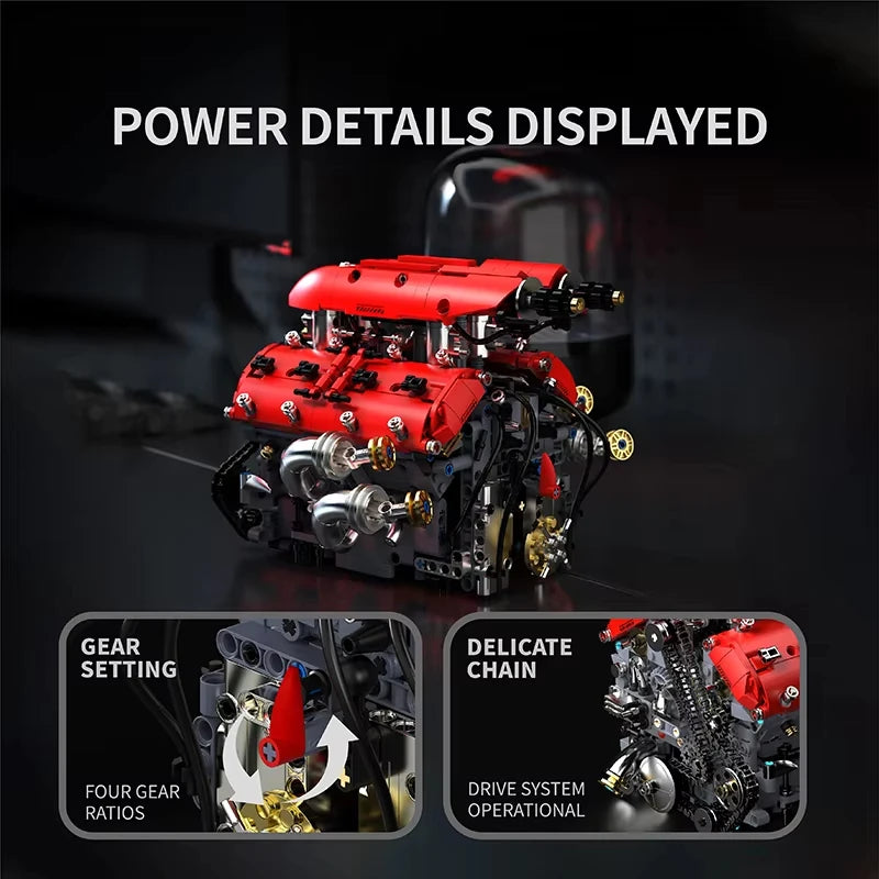 1370-Piece-V8-Turbo-Engine-Mechanical-Building-Blocks-Technical-Model-FREETIMEJOY-Engineering-Hobby