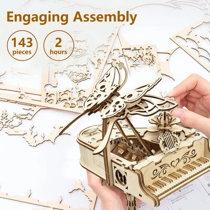 Mechanical Wind-Up Music Box Model Kit