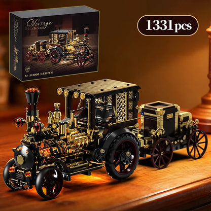 1331-Piece-Vintage-Mechanical-Steam-Car-Building-Blocks-Steampunk-Retro-Vehicle-FREETIMEJOY-Technical-Hobby