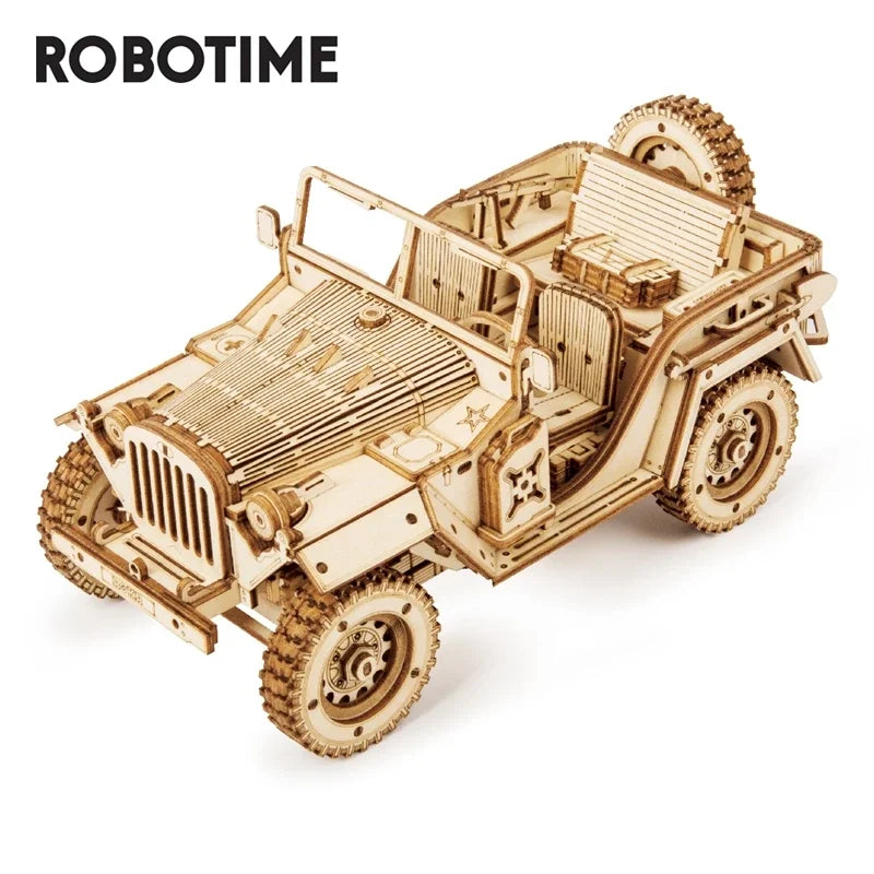 ROKR-3D-Wooden-Puzzle-Steam-Train-Army-Jeep-Heavy-Truck-Technical-Model-FREETIMEJOY-Engineering