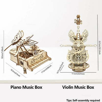 Mechanical Wind-Up Music Box Model Kit