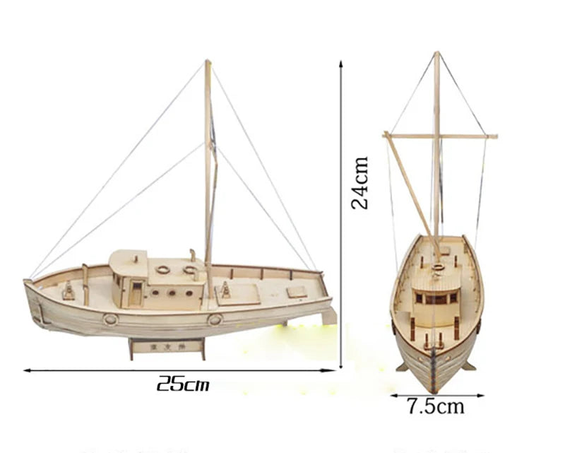 1/30 Nurkse Wooden Sailboat DIY Assembly Kit – Introductory 3D Sailing Model