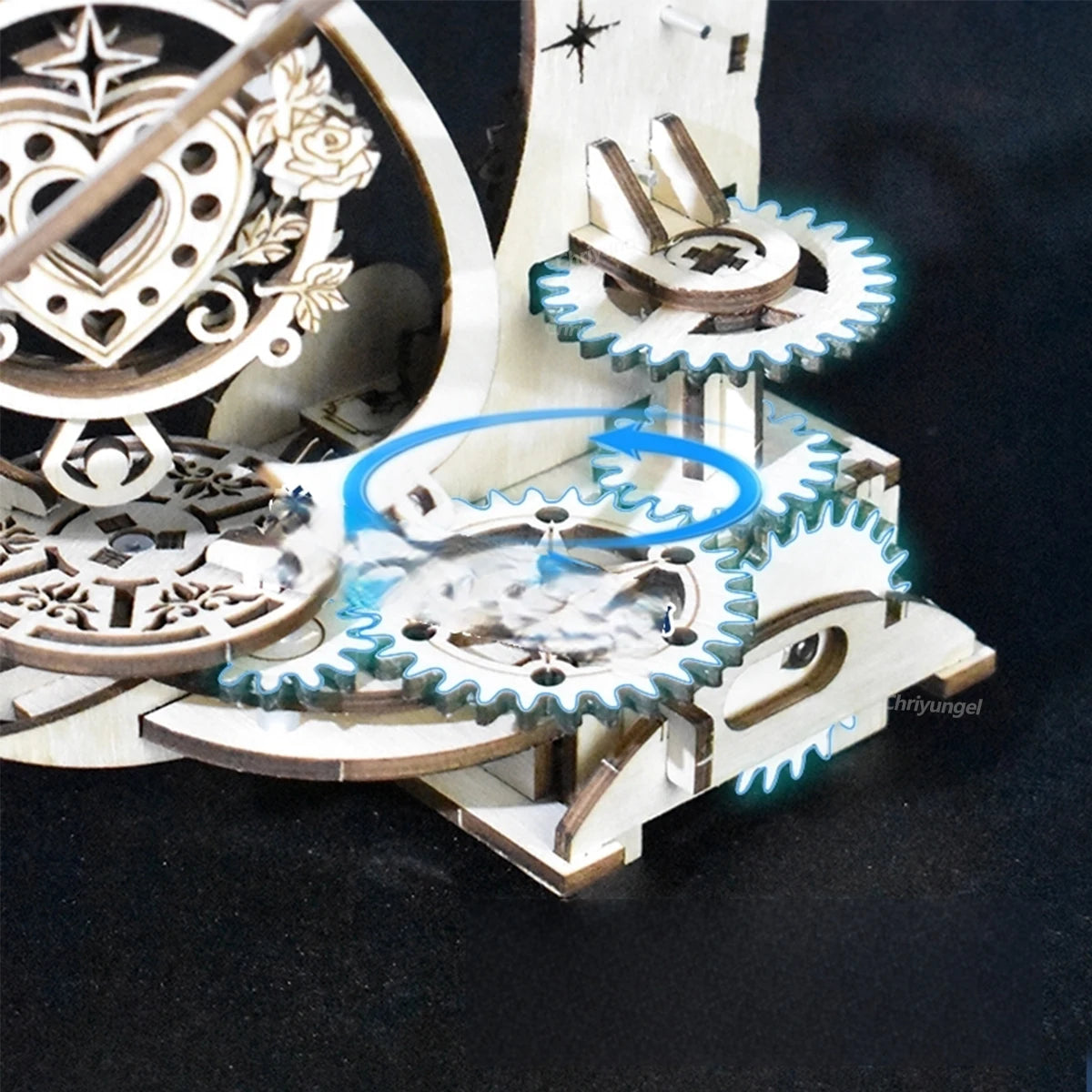 Celestial Moon & Star Rotating Music Box – 3D Mechanical Wooden Model