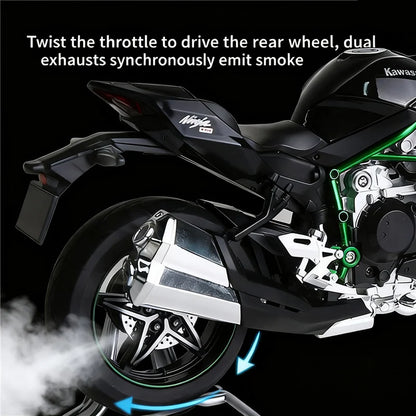 Kawasaki-Ninja-H2R-1-9-Scale-Alloy-Motorcycle-Model-Smoke-Effect-Collector-Edition-FREETIMEJOY