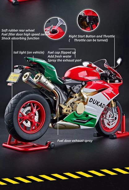 Key-Start 1:9 1199 Panigale Alloy Sportbike – Interactive Diecast Model with Sound, Light & Spray