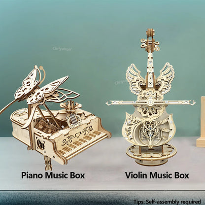 Mechanical Wind-Up Music Box Model Kit