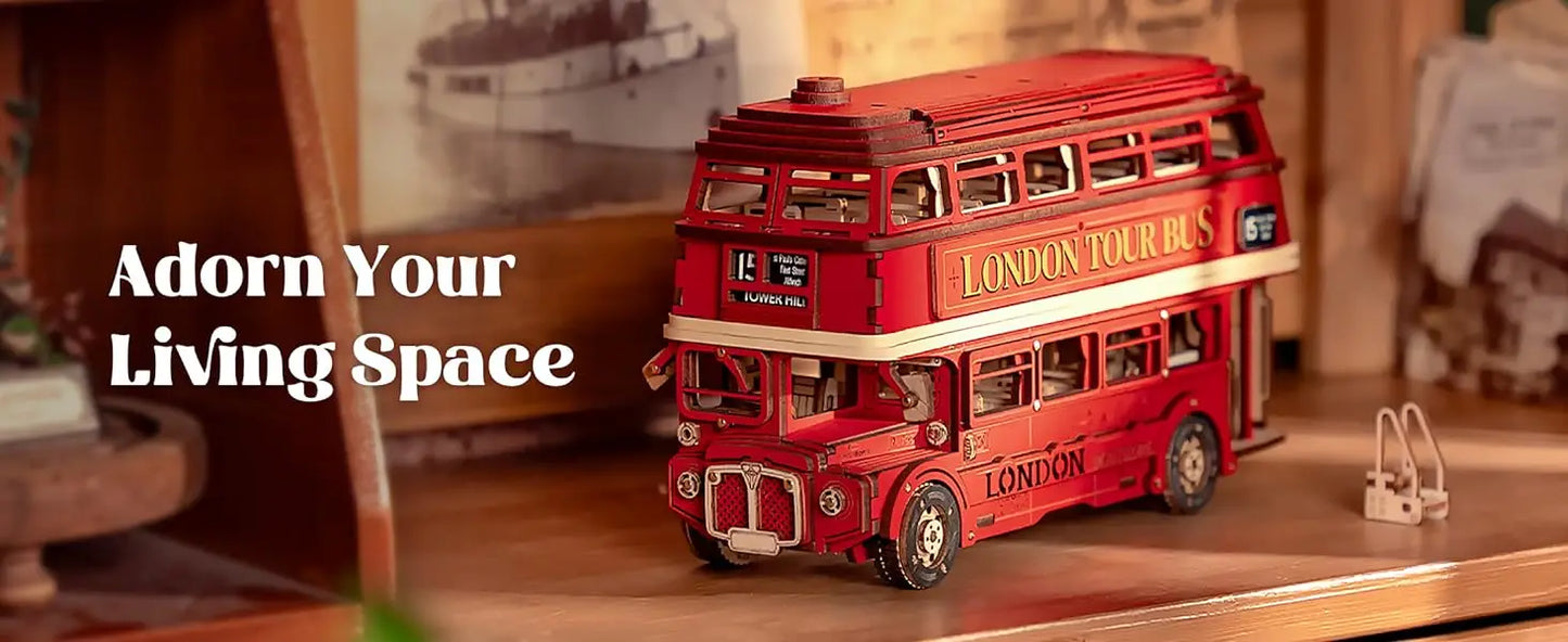 London Tour Bus 3D Wooden Puzzle – Collector’s Mechanical Model