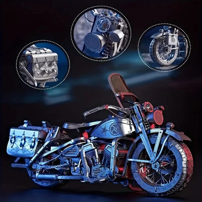 Mechanical Harley Motorcycle 3D Metal Puzzle | Stainless Steel DIY Model Building Kit | Precision Engineering Hobby Set