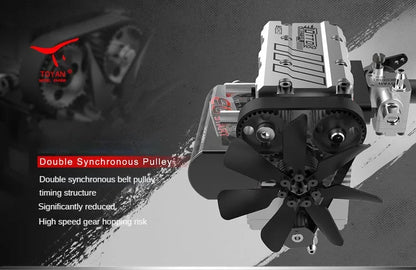 TOYAN FS-L200AC Twin-Cylinder 4-Stroke Nitro Engine – Functional DIY Air-Cooled Metal Model Kit