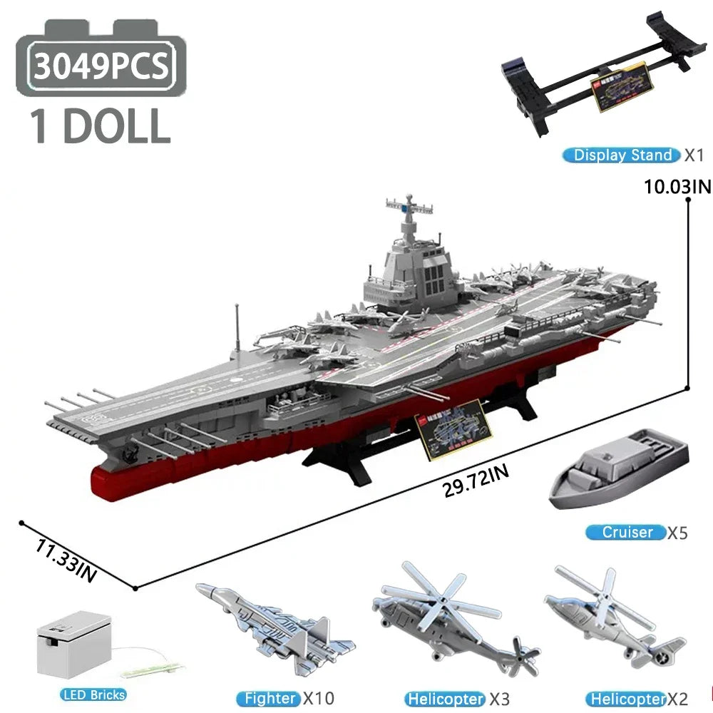 Fujian Aircraft Carrier MOC 208137 – 3049-Piece Elite Naval Building Block Set