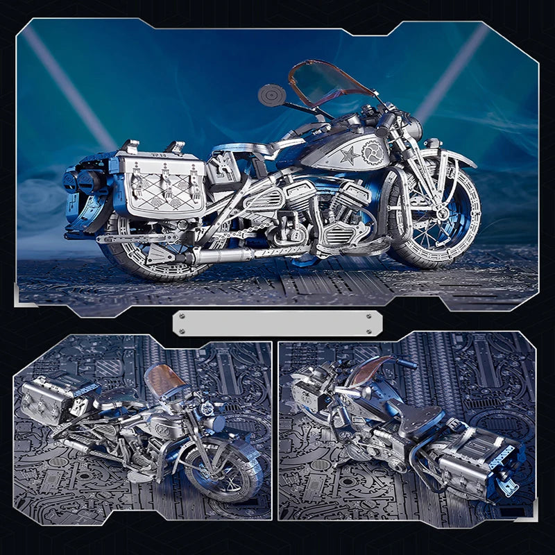 Mechanical Harley Motorcycle 3D Metal Puzzle | Stainless Steel DIY Model Building Kit | Precision Engineering Hobby Set