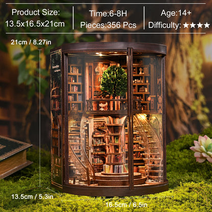 Wisdom-Ring-Book-Nook-DIY-Kit-3D-Wooden-Library-Model-Glowing-Bookend-FREETIMEJOY-Artisan-Hobby