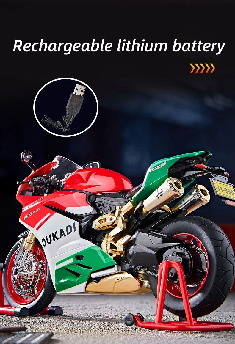 Key-Start 1:9 1199 Panigale Alloy Sportbike – Interactive Diecast Model with Sound, Light & Spray