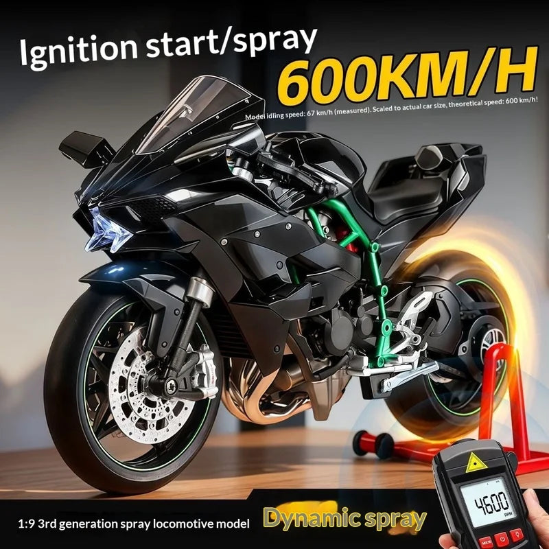 Kawasaki-Ninja-H2R-1-9-Scale-Alloy-Motorcycle-Model-Smoke-Effect-Collector-Edition-FREETIMEJOY
